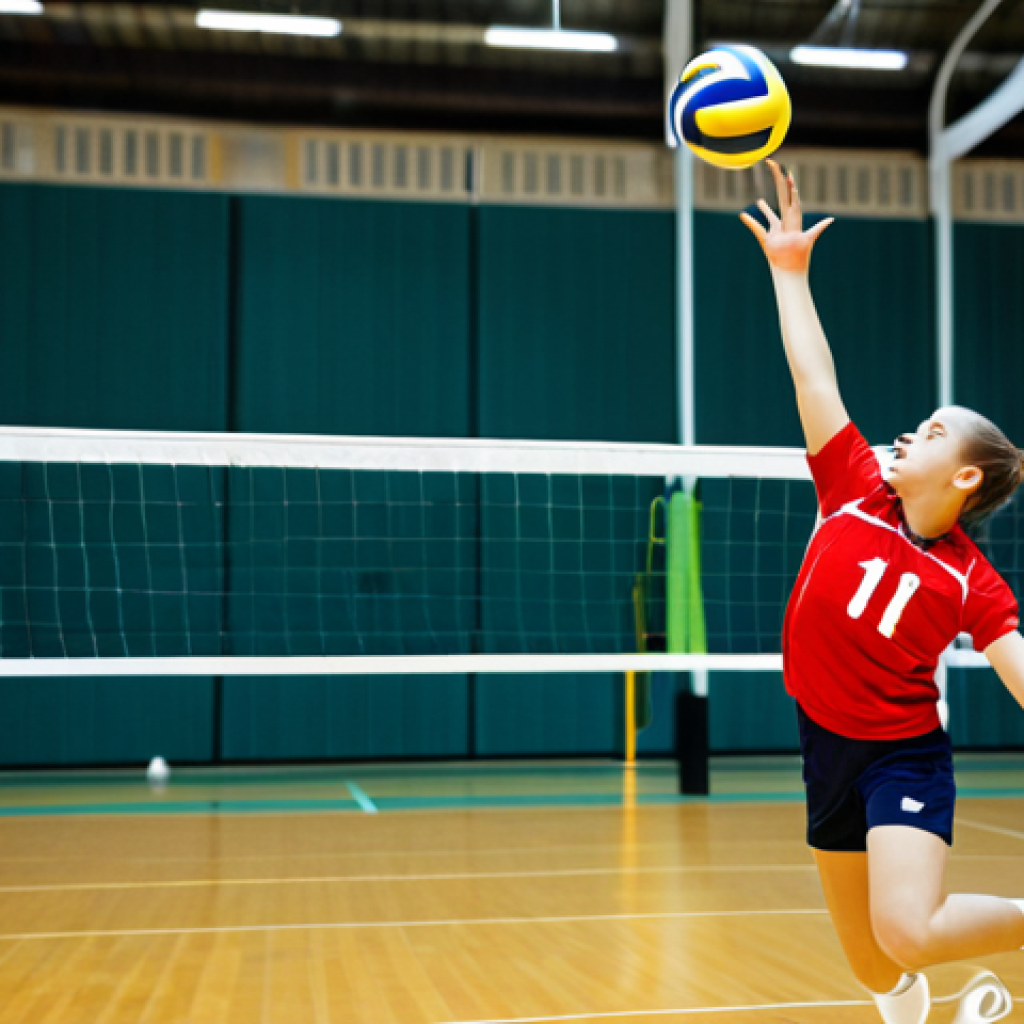 배구 서포터 착용법 - Volleyball Player with Wrist Support**

"A volleyball player in action, fully clothed in sports atti...