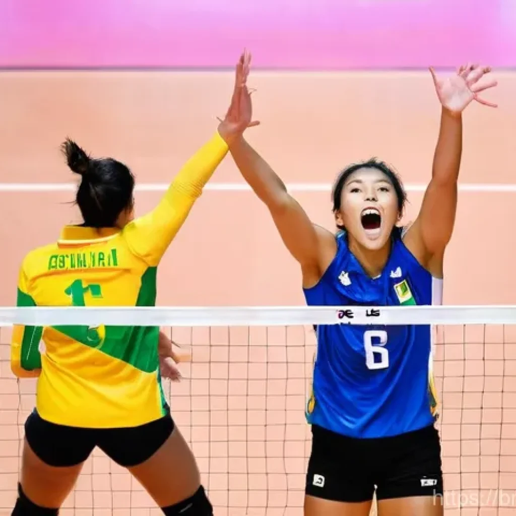배구 관련 뉴스 업데이트 - **Prompt:** A dynamic and high-energy photograph capturing a pivotal moment during the Women's Volle...