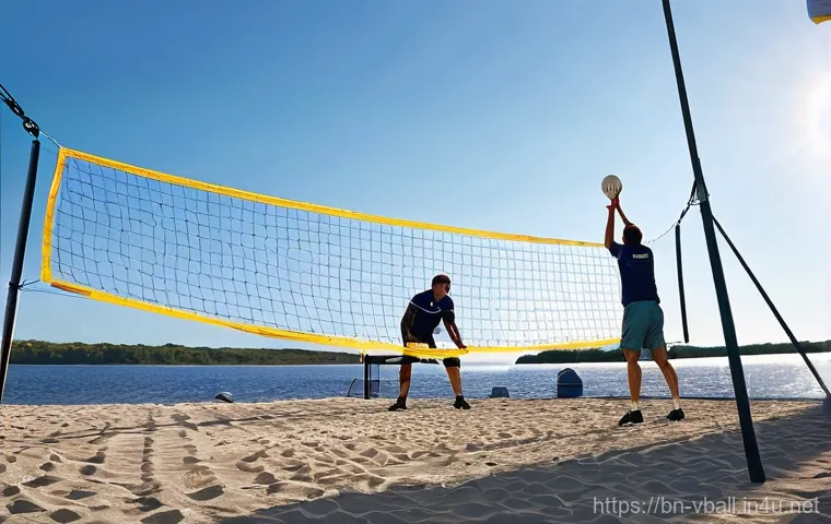 배구 네트 브랜드 비교 - **Prompt 2: Dynamic Volleyball Play with Correct Net Height**
    "A dynamic, action-shot image capt...