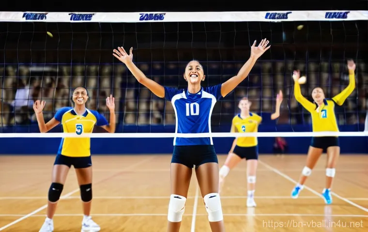 배구 경기 중 리더십 발휘 - **Prompt:** A female volleyball team captain, a young woman in her early twenties, is offering empat...