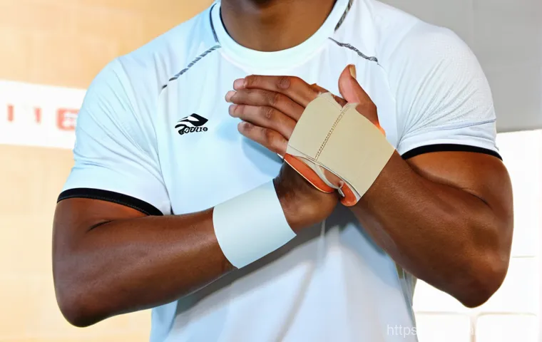 배구 테이핑 방법 - A determined female volleyball player, mid-20s, with an athletic build, is captured in a dynamic act...