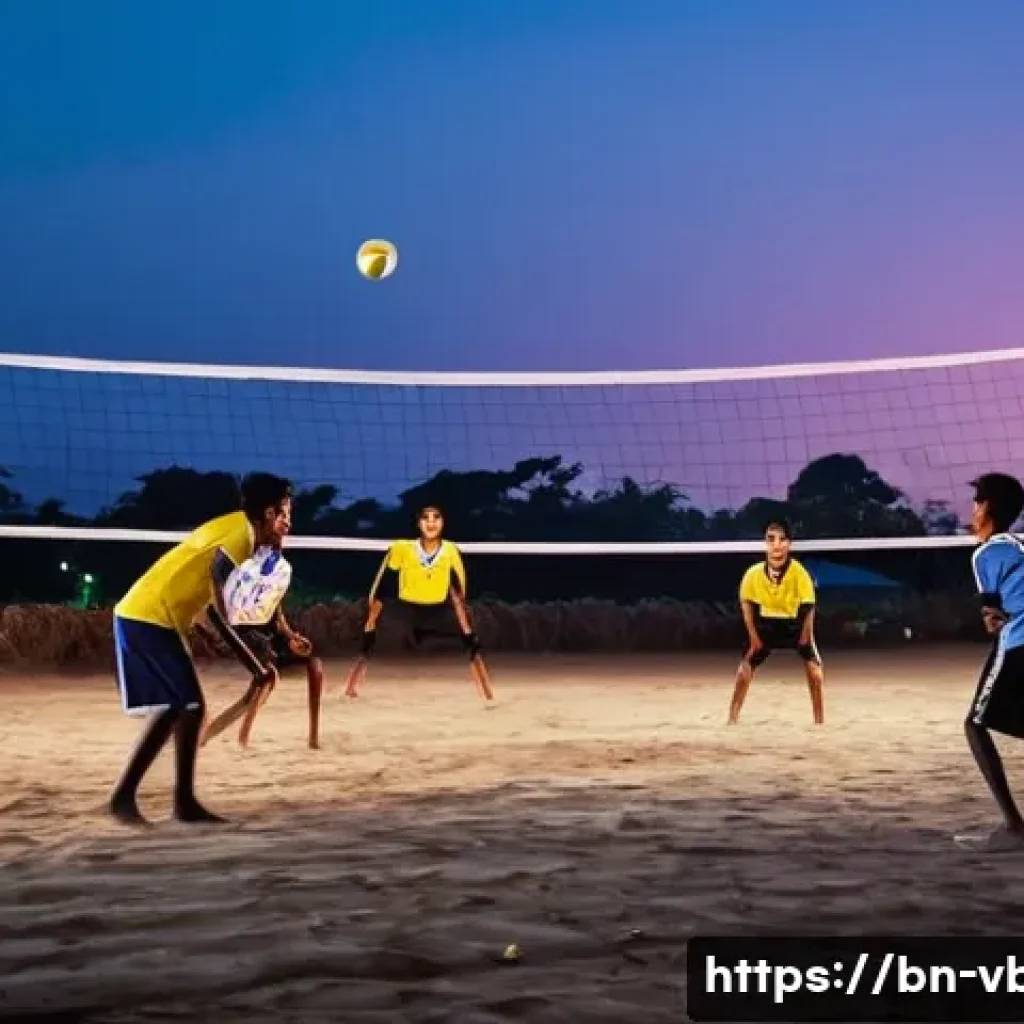 배구의 지역별 인기 차이 - **Prompt 1: "Rural Winter Volleyball Match Under Evening Lights"**
A vibrant scene depicting a g...