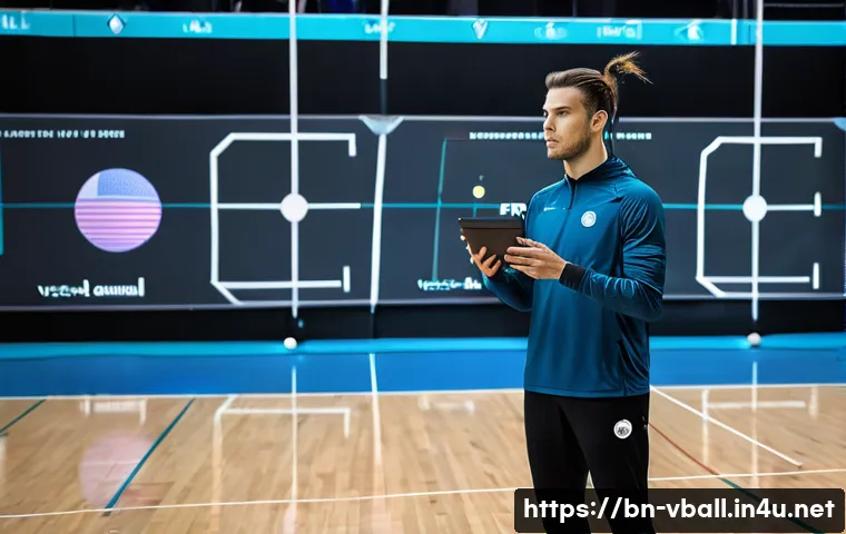 배구의 미래 - **A Futuristic Volleyball Training Facility**
Visualize a brightly lit, ultra-modern indoor voll...