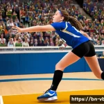 배구 경기 중 선수 역할 분담 - **Prompt 1: The Agile Liberio's Dive**
"An action shot of a young, athletic female volleyball li...