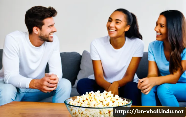 배구 경기 실시간 스트리밍 - **Image Prompt: Cozy Home Volleyball Viewing Party**
A diverse group of 3-4 friends and family, ...