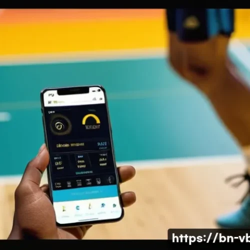 배구 훈련 앱 리뷰 - A modern volleyball training app interface displayed on a smartphone screen held by a young Bengali ...