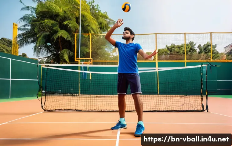배구 입문 가이드 - A young Bengali male athlete practicing basic ball passing techniques on an 18 by 9 meter volleyball...