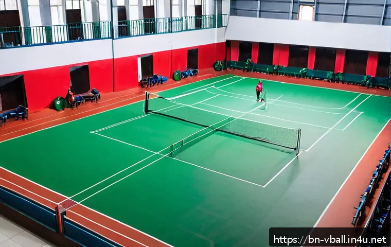 배구 클럽 가입 방법 - A vibrant badminton club scene in an urban setting in Bangladesh, featuring a clean, well-maintained...
