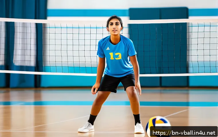 배구 관련 온라인 강의 - A detailed scene of a young adult Bengali volleyball player practicing basic skills in a bright, spa...